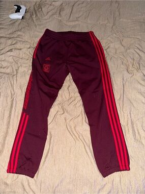Adidas Yeezy Kanye West Calabasas Maroon Track Pants with Red Stripes. Rare